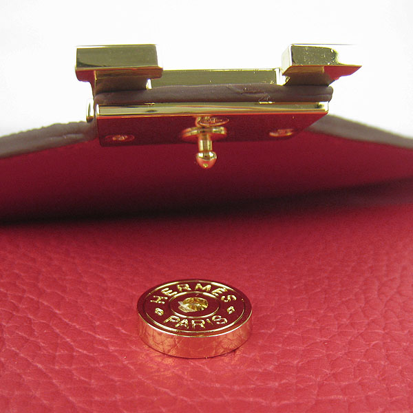 7A Hermes Togo Leather Messenger Bag Red With Gold Hardware H021 Replica